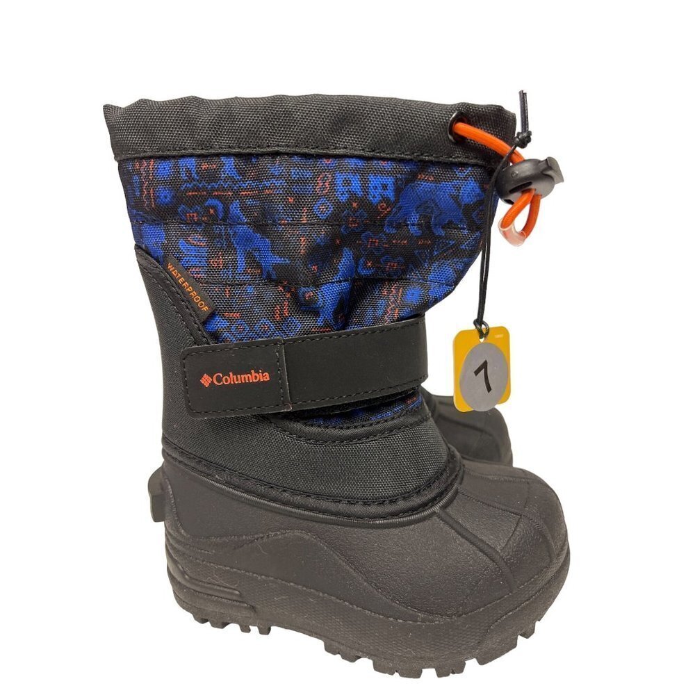 NEW! Columbia Powderbug Plus II Snow Boot Blue Wildlife Animals Toddler 7 Boys
